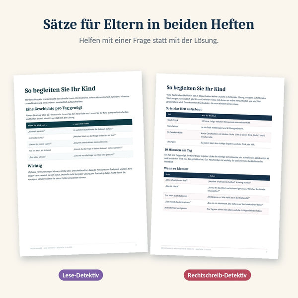 Seiten für Eltern aus beiden Heften