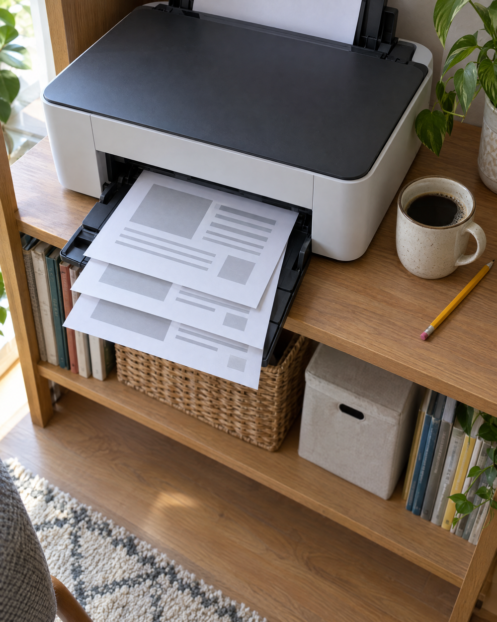 Arbeitsblätter kommen aus dem Drucker