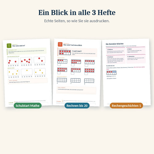 Je eine Seite aus den drei Heften