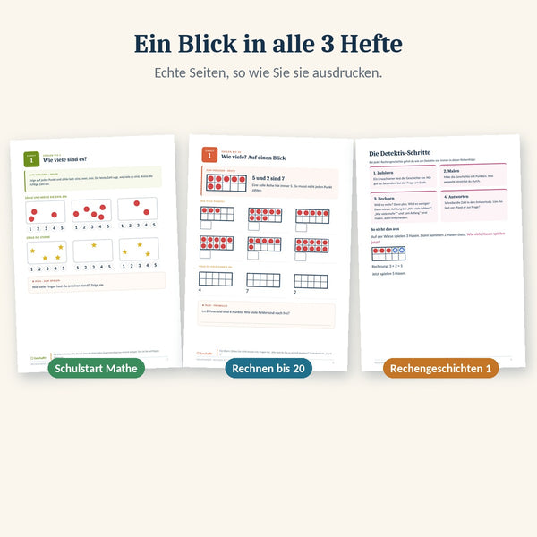 Je eine Seite aus den drei Heften