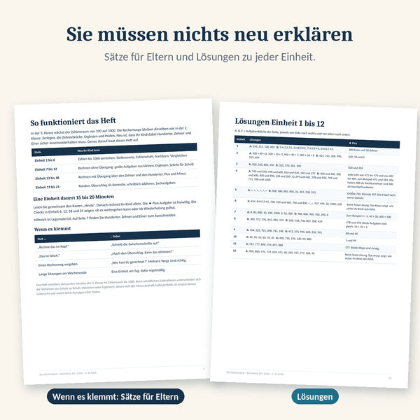 Seite für Eltern und Lösungsseite