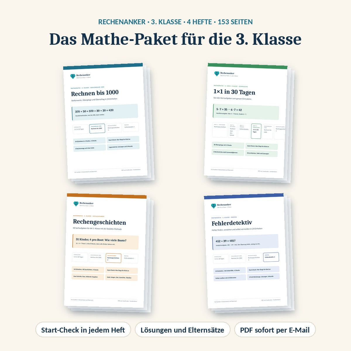 Mathe-Paket 3. Klasse: alle 4 Hefte
