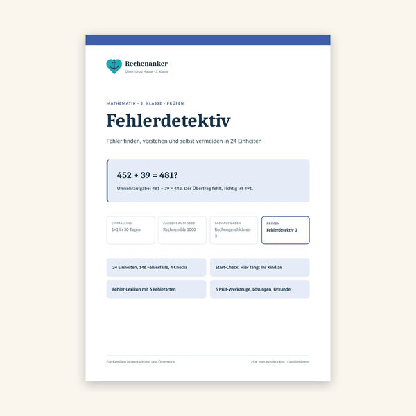 Fehlerdetektiv 3. Klasse: Rechenfehler finden