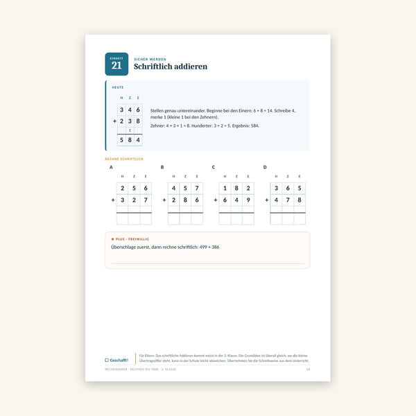 Rechnen bis 1000: Mathe 3. Klasse