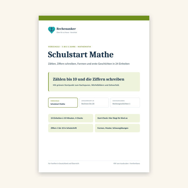 Schulstart Mathe: Vorschule 5 bis 6 Jahre